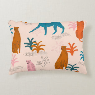 Jungle Cheetah: Funky Tropical Pattern. Accent Pillow