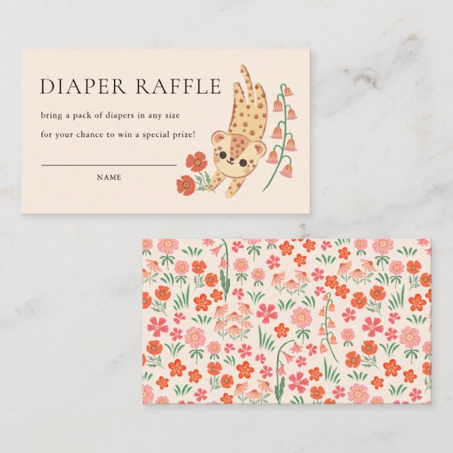Jungle Cheetah Safari Wild Animal Diaper Raffle Enclosure Card (Front/Back)
