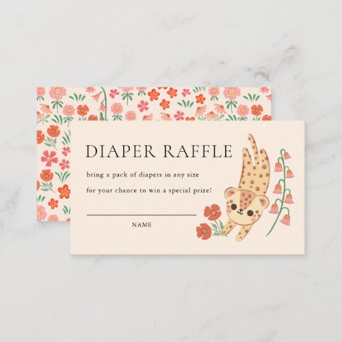 Jungle Cheetah Safari Wild Animal Diaper Raffle Enclosure Card