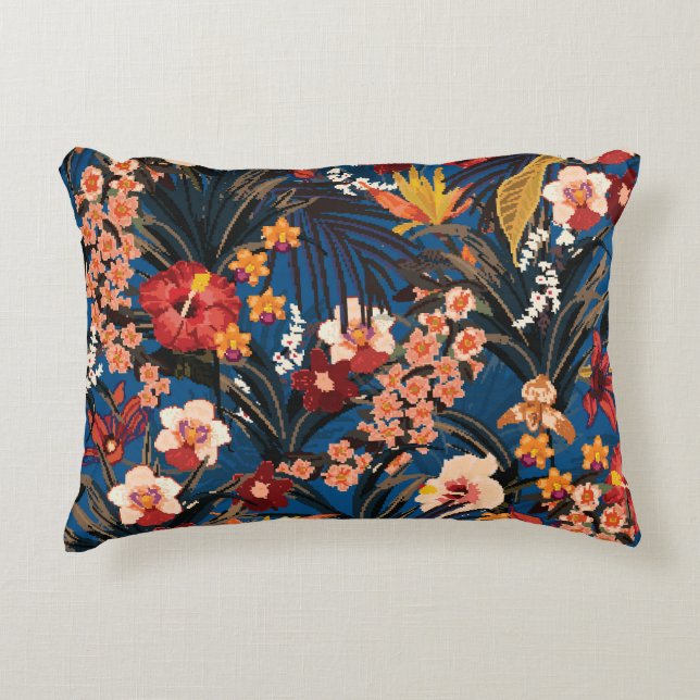 Jungle Chic: Dark Blue Exotic. Accent Pillow (Front)