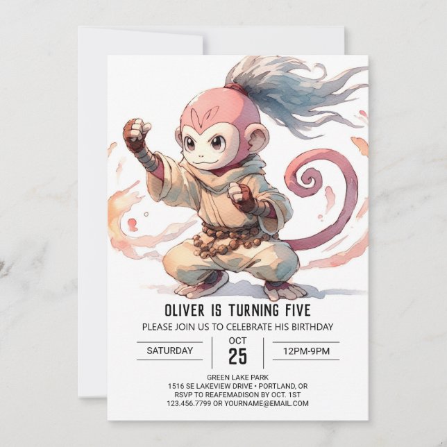 Jungle Children Monkey Birthday Invitation (Front)