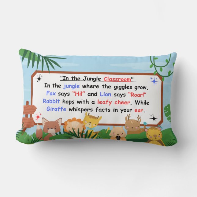 Jungle Classroom Giggles – Kids Lumbar Pillow (Front)
