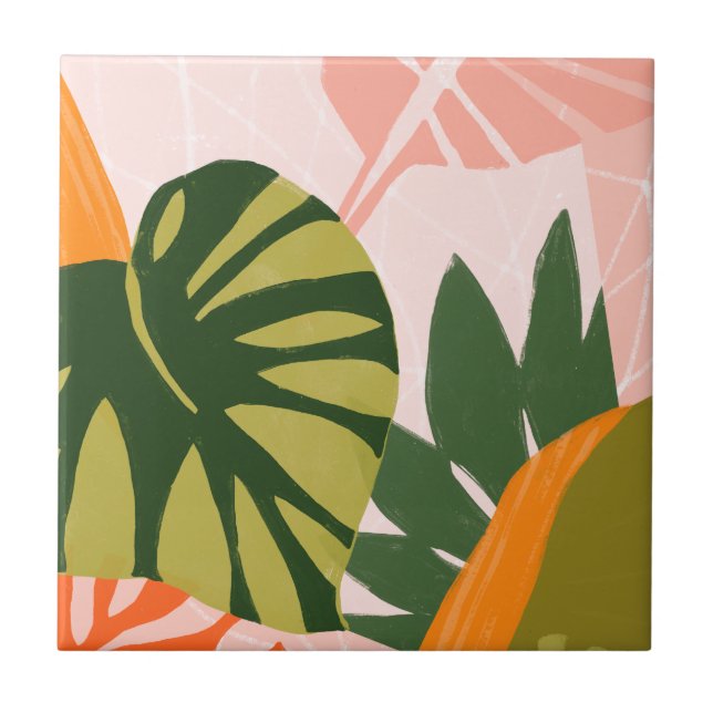 Jungle Collage I Ceramic Tile (Front)