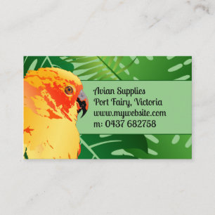 Jungle Conure Orange Parrot Green Leaves Avian Business Card