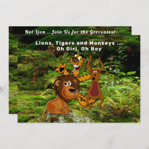 Jungle Couple Baby Shower, Lion Tiger Monkey Bear Invitation