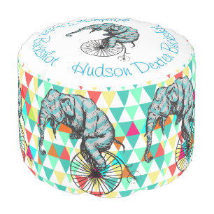 Jungle Creatures Elephant Nursery Decor Pouf