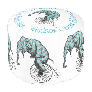 Jungle Creatures Elephant Nursery Decor Pouf