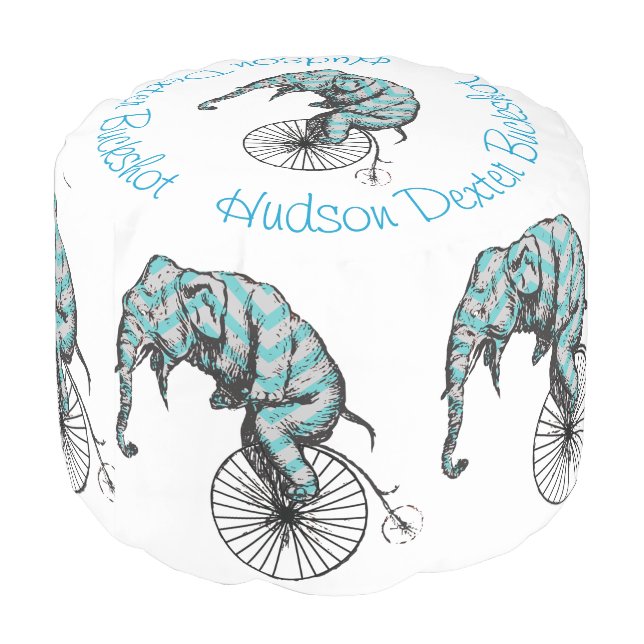 Jungle Creatures Elephant Nursery Decor Pouf (Angled Back)