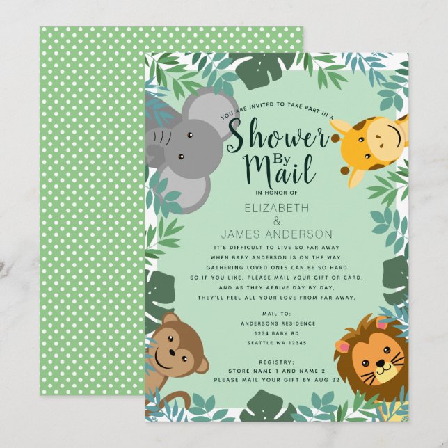 Jungle Critters Baby Shower by Mail Invitation (Front/Back)