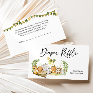 Jungle Diaper Raffle Baby Shower Enclosure Card