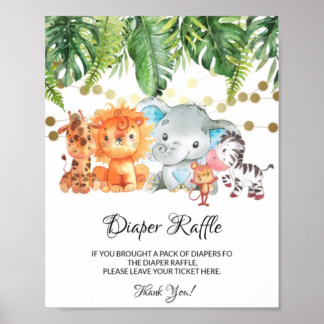Jungle Diaper Raffle Sign  (Front)