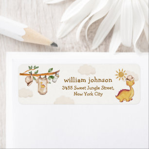 Jungle Dino Clothesline Baby Shower Return Addess Label