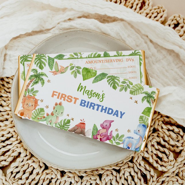 Jungle Dinosaur Birthday Party Hershey Bar Favors (Creator Uploaded)