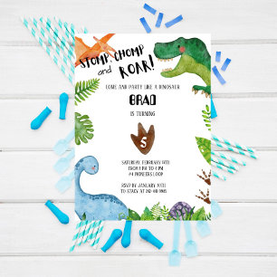 Jungle Dinosaur Birthday Party Invitation