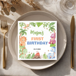 Jungle Dinosaur Boy Birthday Party Napkins