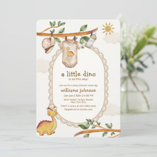 Jungle Dinosaur Clothesline Boy Baby Shower Invitation