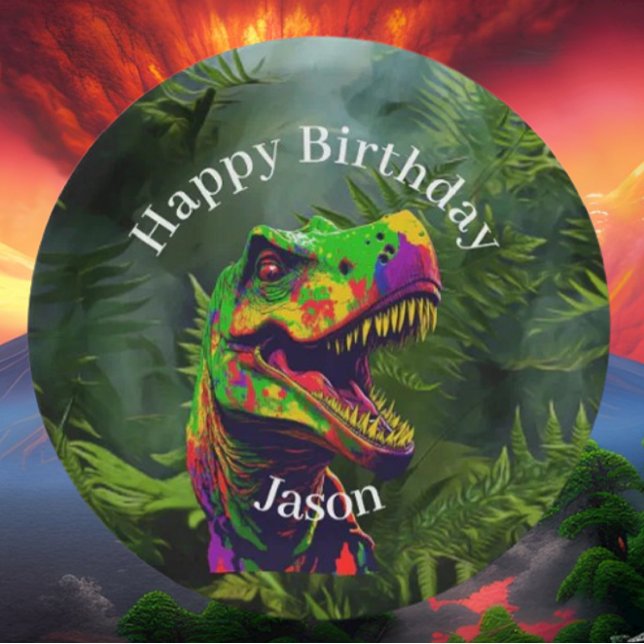 Jungle Dinosaur Party Fun Paper Plates (Celebrate an amazing party with our Dinosaur party supplies.)