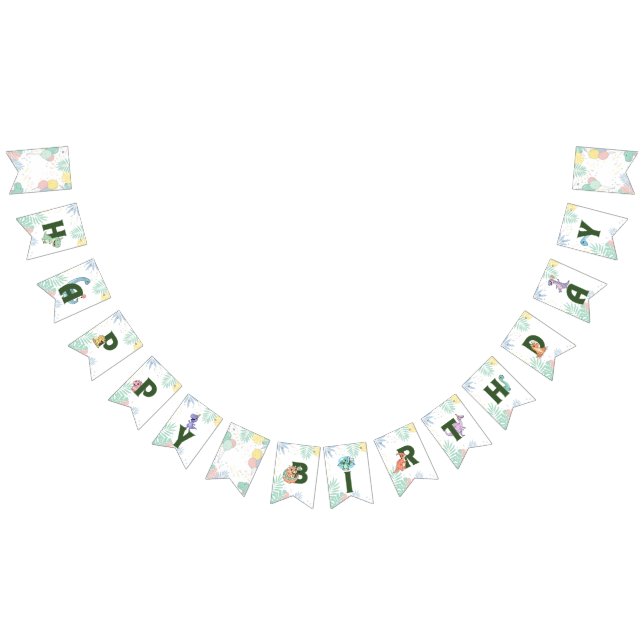 Jungle Dinosaur Roar Happy Birthday Banner (All)