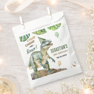 Jungle Dinosaur T Rex 3rd Birthday Party Favor Bag