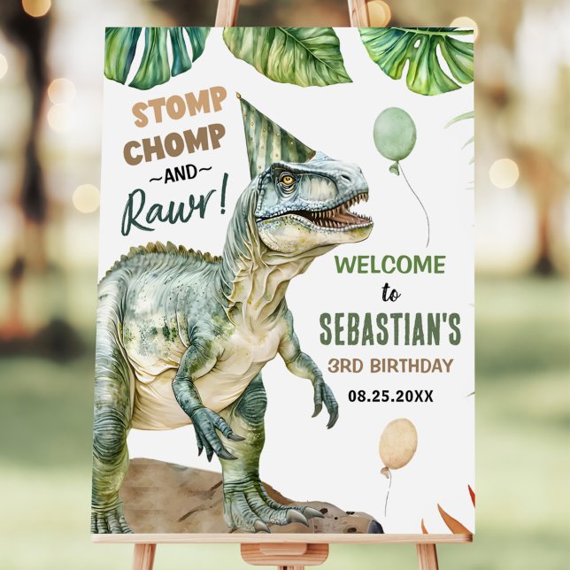 Jungle Dinosaur T Rex 3rd Birthday Party Foam Board (Creator Uploaded)