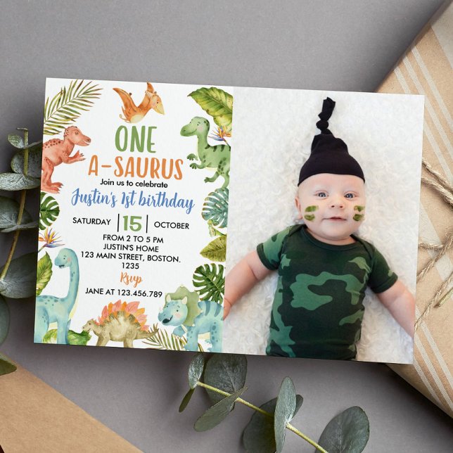 Jungle Dinosaurs 1st Birthday Invitation (Creator Uploaded)