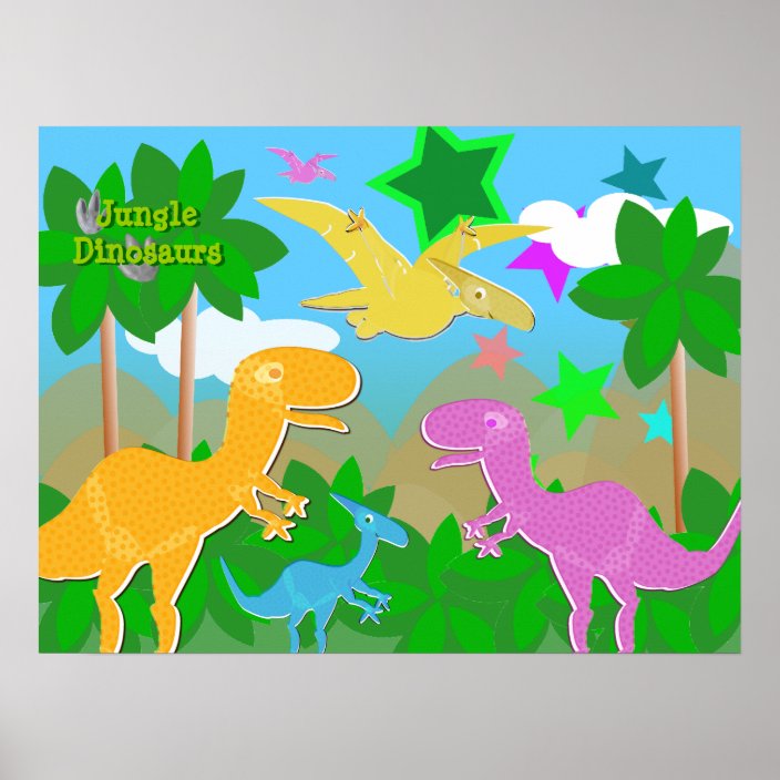jungle dinosaurs color poster zazzlecom