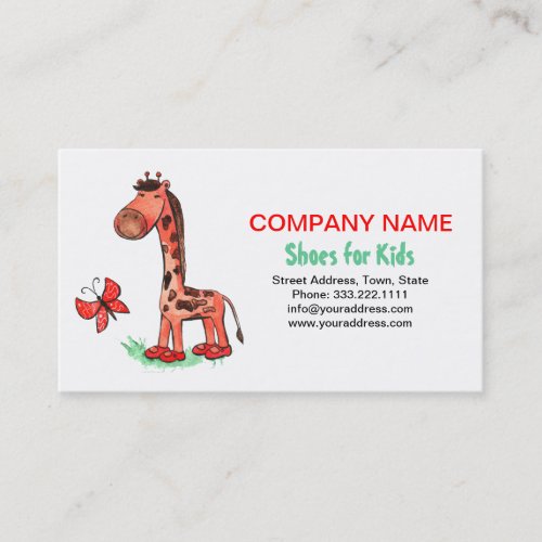Jungle Diva Giraffe Shoes For Kids Business Card