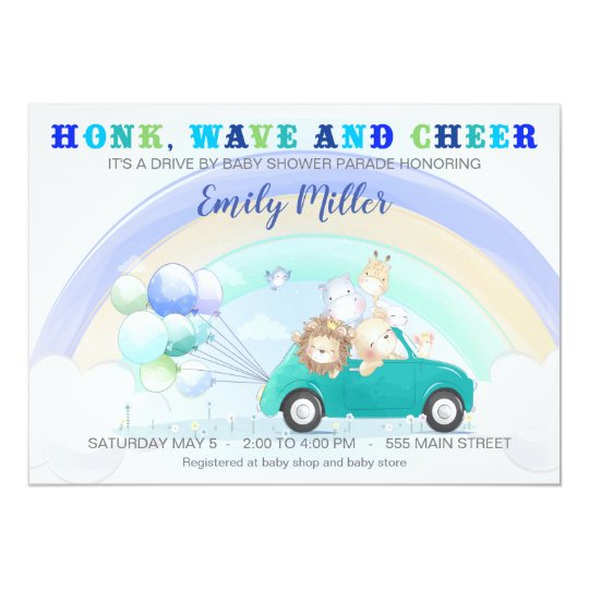 Jungle drive by baby shower invitation boy