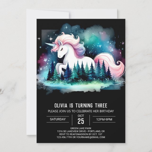Jungle Elegant Horse Birthday Invitation (Front)