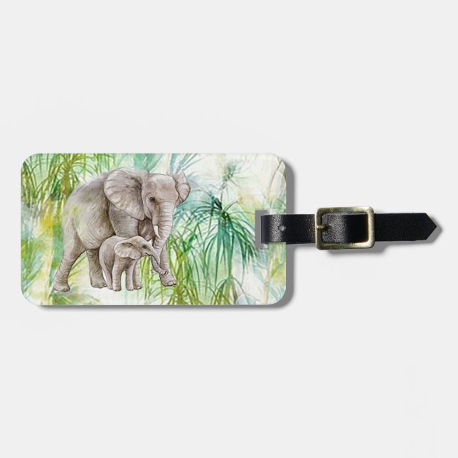 “Jungle Elephant” Acrylic Luggage Tag (Front Horizontal)