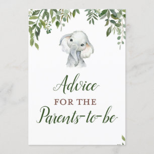 Jungle Elephant Advice for Parents Sign Size 5x7" Invitation