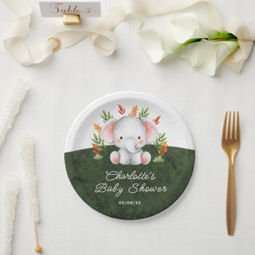 Jungle Elephant Baby Shower 7 Plate