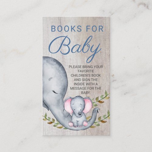 Jungle Elephant Baby Shower Books for Baby Enclosure Card