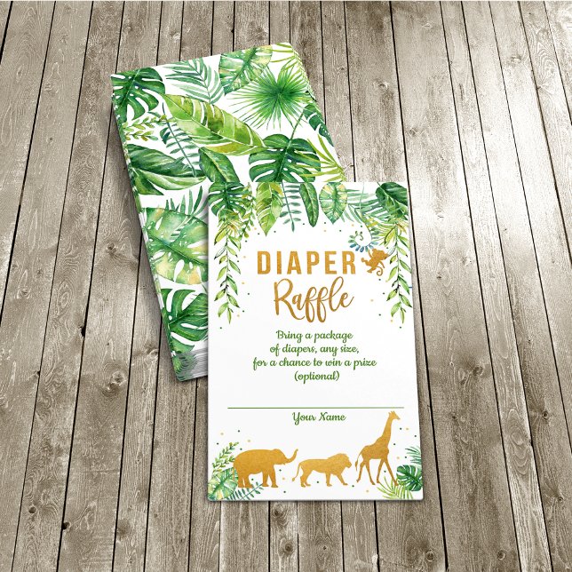 Jungle Elephant Baby Shower Diaper Raffle Card