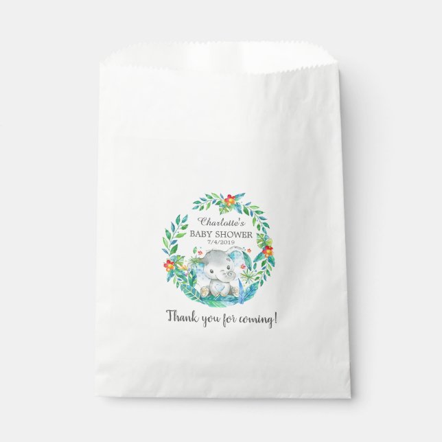 Jungle Elephant Baby Shower Favor Bags (Front)