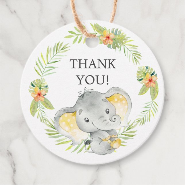 Jungle Elephant Baby Shower Favor Gift Tag (Front)