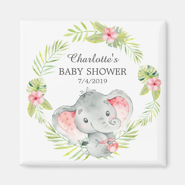 Jungle Elephant Baby Shower Favor  Magnet (Front)