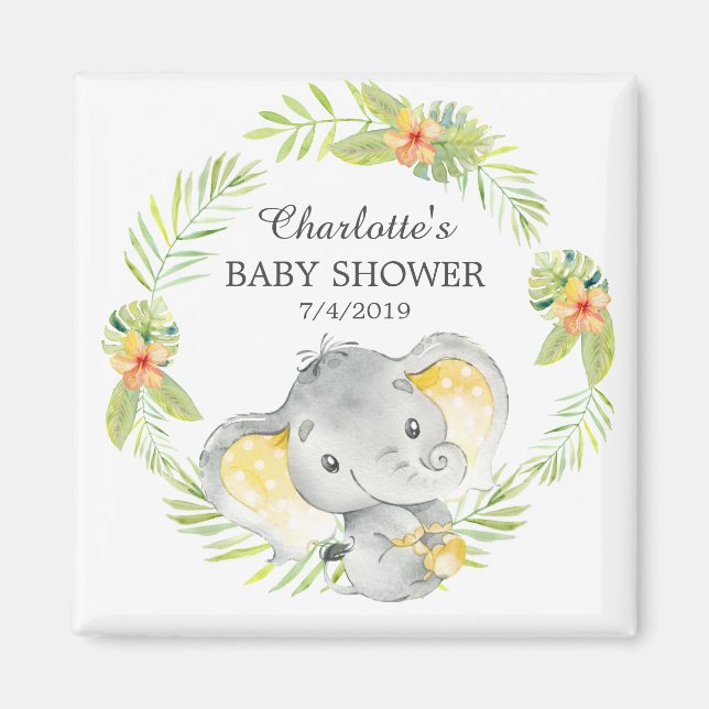 Jungle Elephant Baby Shower Favor  Magnet (Front)