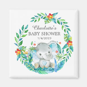 Jungle Elephant Baby Shower Favor Magnet