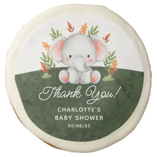 Jungle Elephant Baby Shower Favor Sugar Cookie