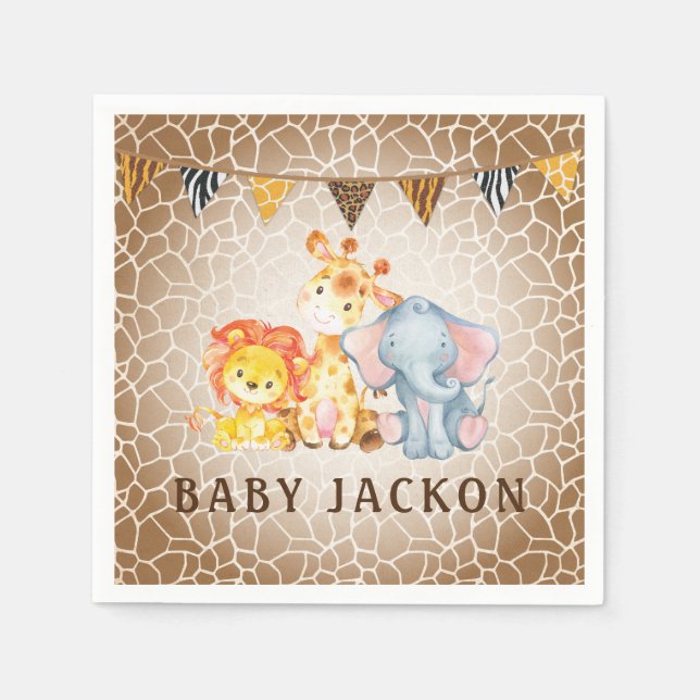 Jungle Elephant Baby Shower Napkins (Front)
