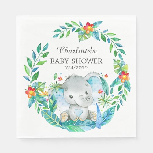 Jungle Elephant Baby Shower  Paper Napkins