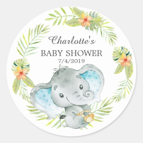 Jungle Elephant Baby Shower Thank You Favor Classic Round Sticker