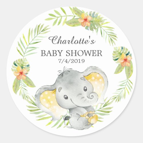 Jungle Elephant Baby Shower Thank You Favor Classic Round Sticker