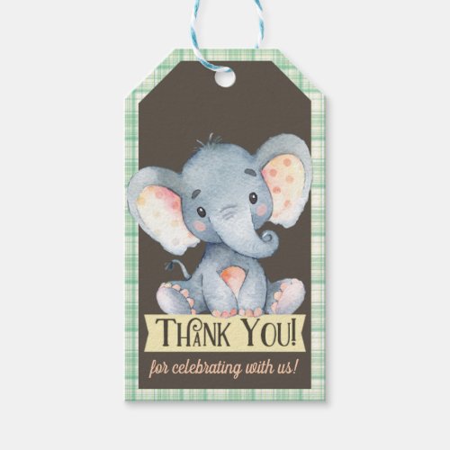 Jungle Elephant Baby Shower Thank You Gift Tag