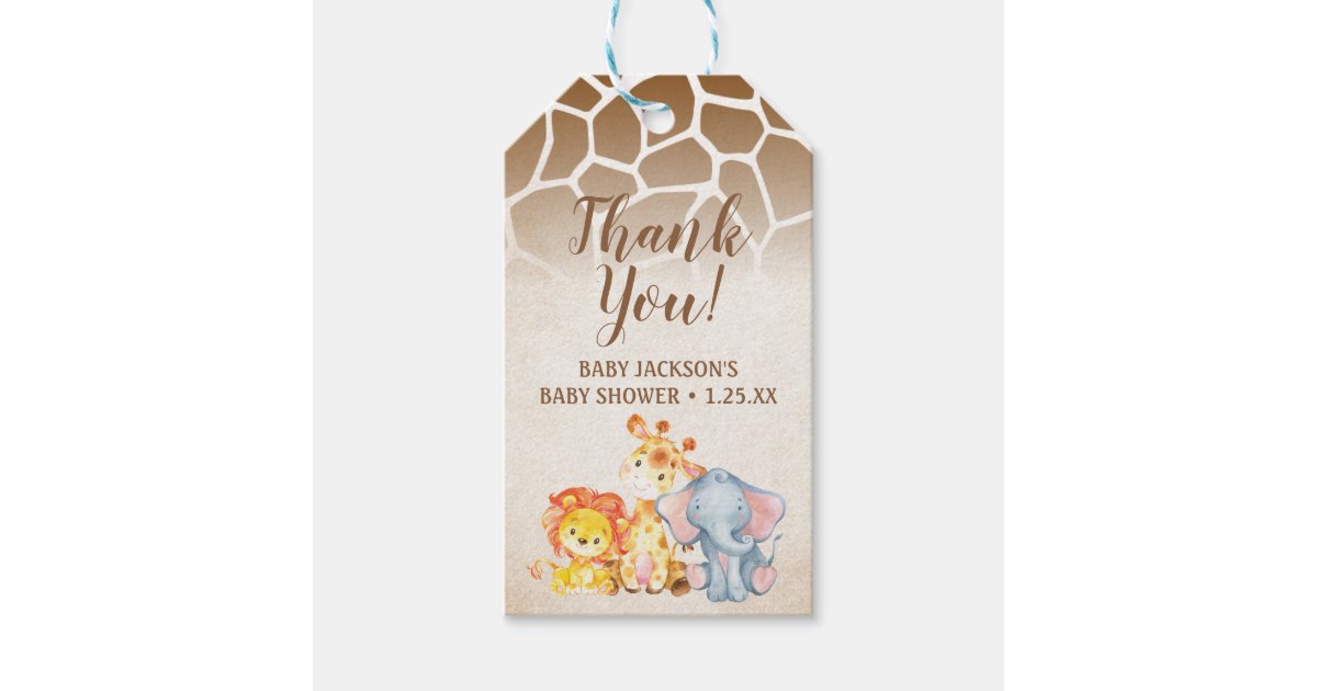 Jungle Elephant Baby Shower Thank You Tags | Zazzle