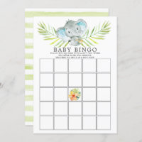 Jungle Elephant BINGO Baby Shower Game Invitation