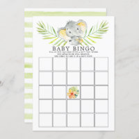 Jungle Elephant BINGO Baby Shower Game Invitation