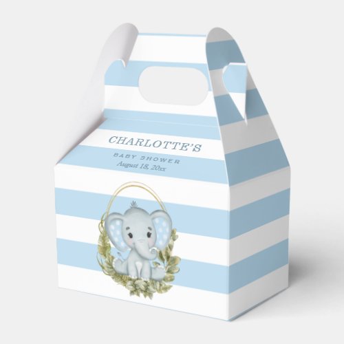 Jungle Elephant Cute Blue Baby Shower Favor Boxes