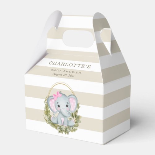 Jungle Elephant Cute Girl Baby Shower Favor Boxes